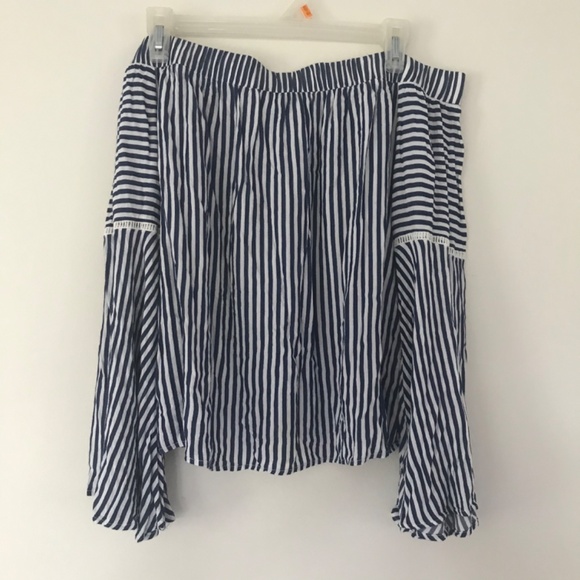 🔸3/30$!! Beautiful Nautical Bell Sleeve Off The Shoulder Top - Picture 2 of 7